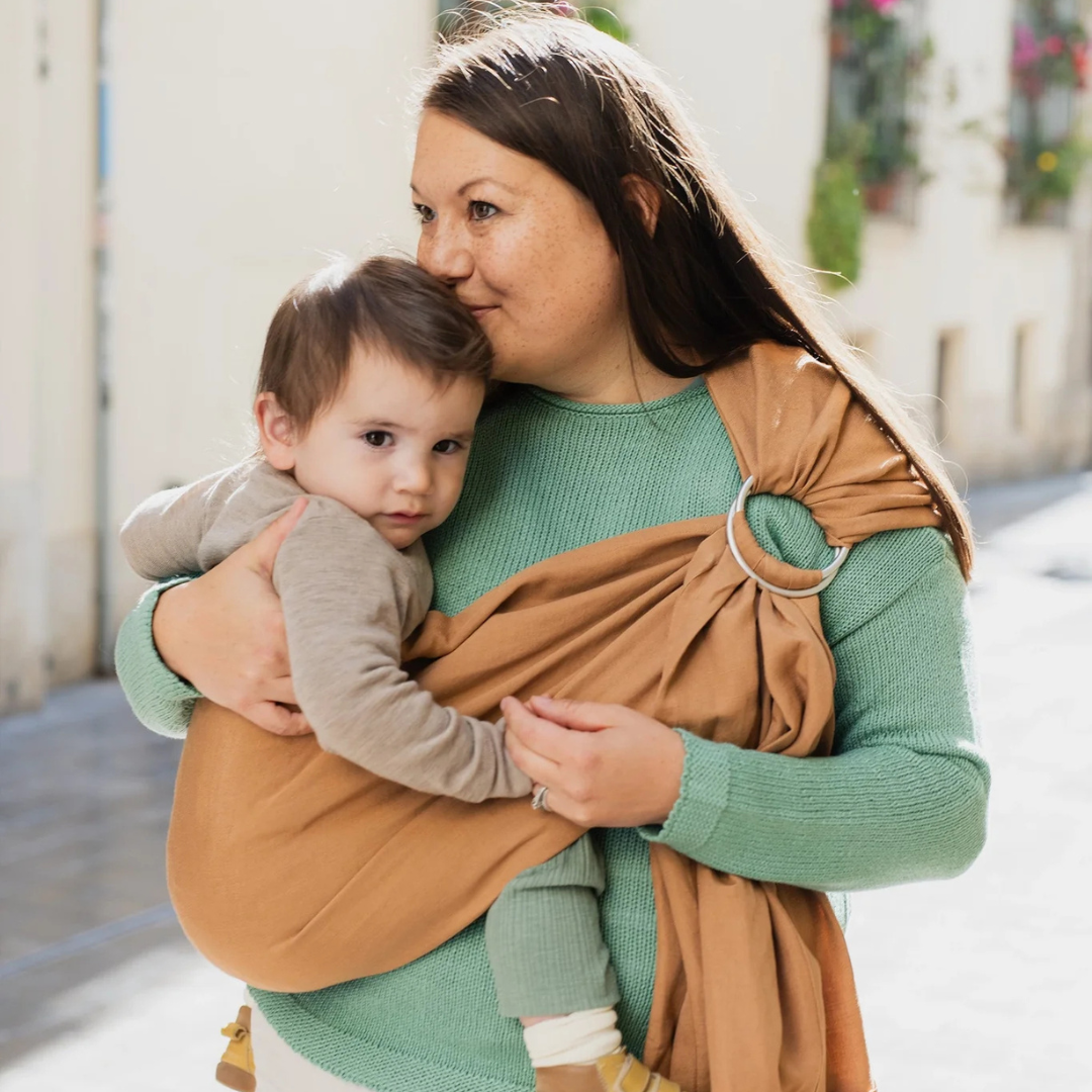 Portabebé Bandolera Ergonómica - Boba Ring Sling - Lino Rye Brown