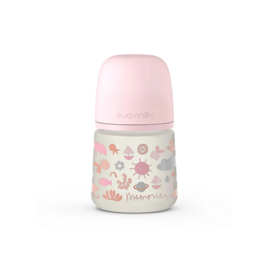 Mamadera Memories Flujo Lento con Tetina Fisiológica - 150ml - Rosada