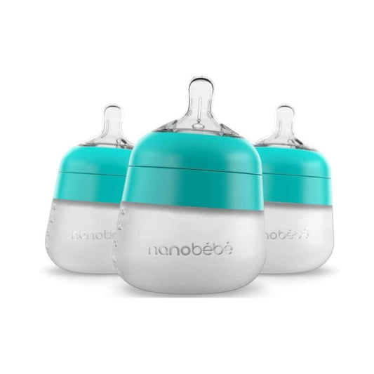 Pack of 3 Silicone Baby Bottles 150 ml - Turquoise