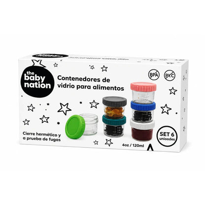 Pack de 6 Contenedores de Vidrio 118 ml| The Baby Nation