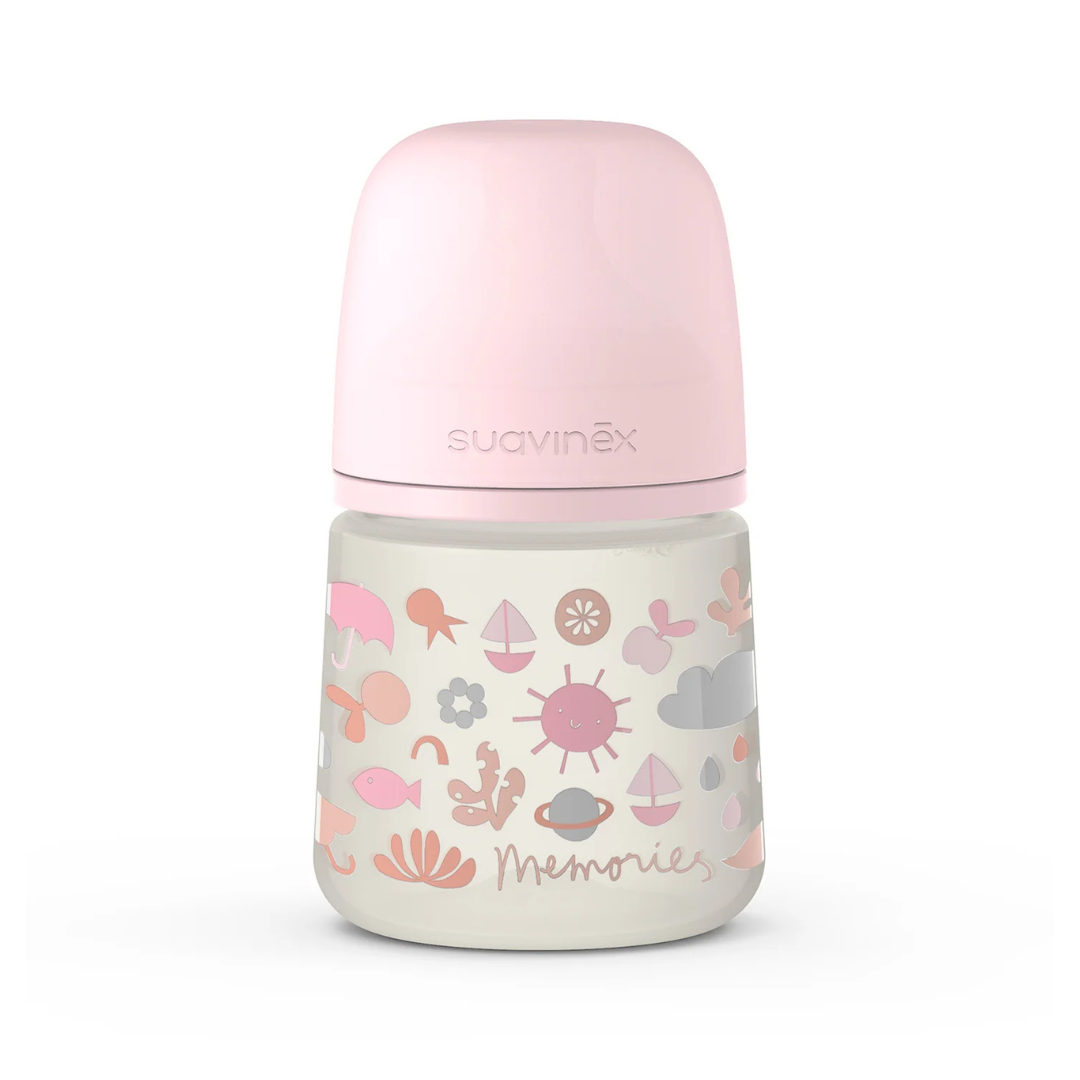 Mamadera Memories Flujo Lento con Tetina Fisiológica - 150ml - Rosada