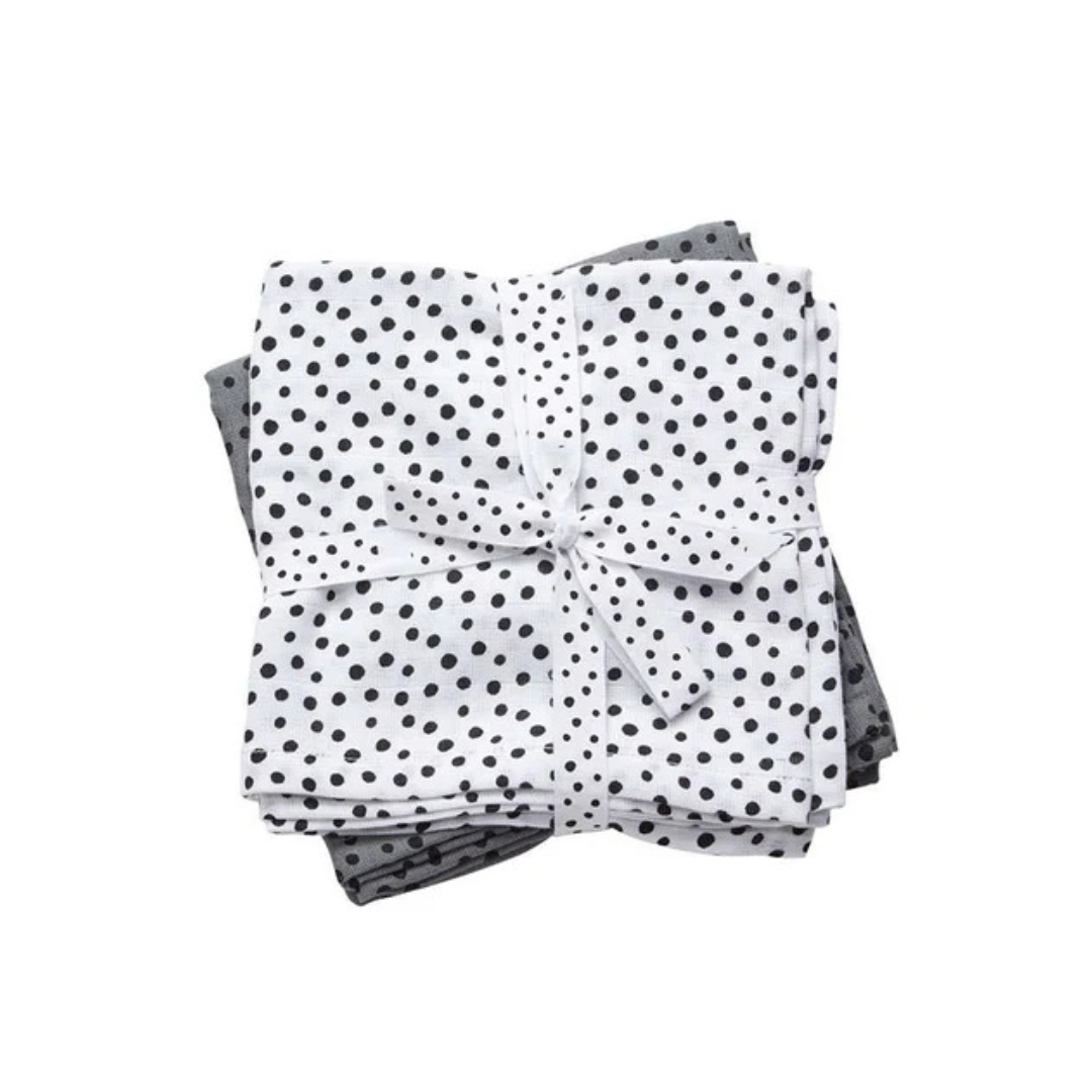 Pack 2 Muselinas Pequeñas - Happy Dots - Gris | Done by deer