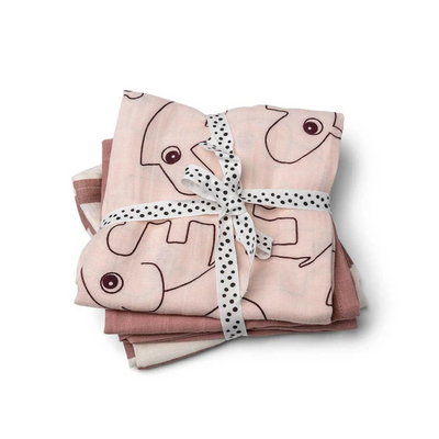 Set 3 Muselinas Pequeñas GOTS - Deer Friends - Rosa | Done by deer