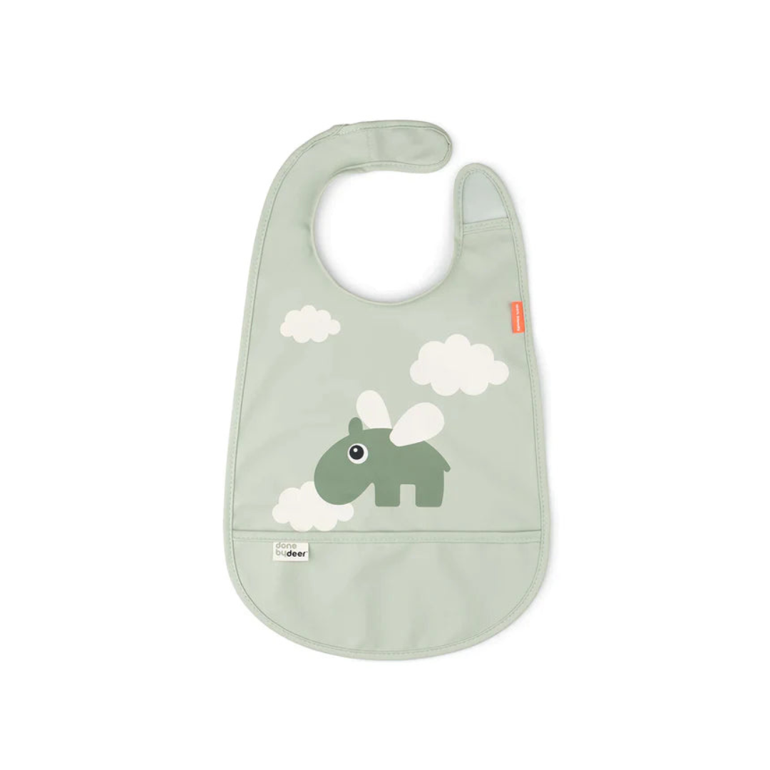 Babero con Velcro Happy Clouds - Verde