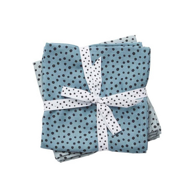 Set 2 Mantas Muselina Happy Dots - Azul