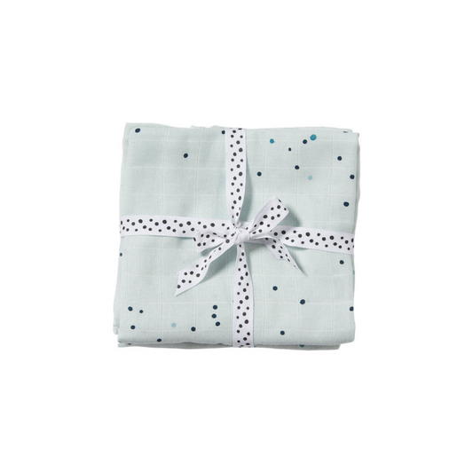 Pack 2 Muselinas Pequeñas - Dreamy Dots - Azul | Done by deer