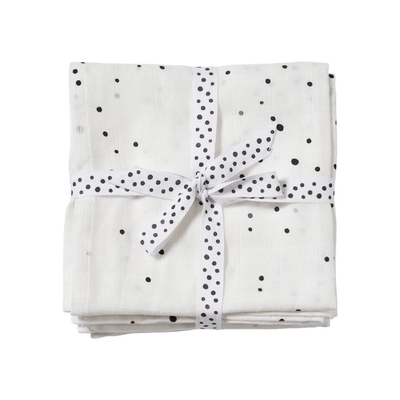 Set 2 Mantas Muselina Grande - Dreamy Dots - Negro con Blanco | Done by deer