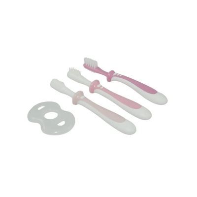 Set de Aprendizaje Cepillos Dentales 3 Pasos – Rosado | Pigeon