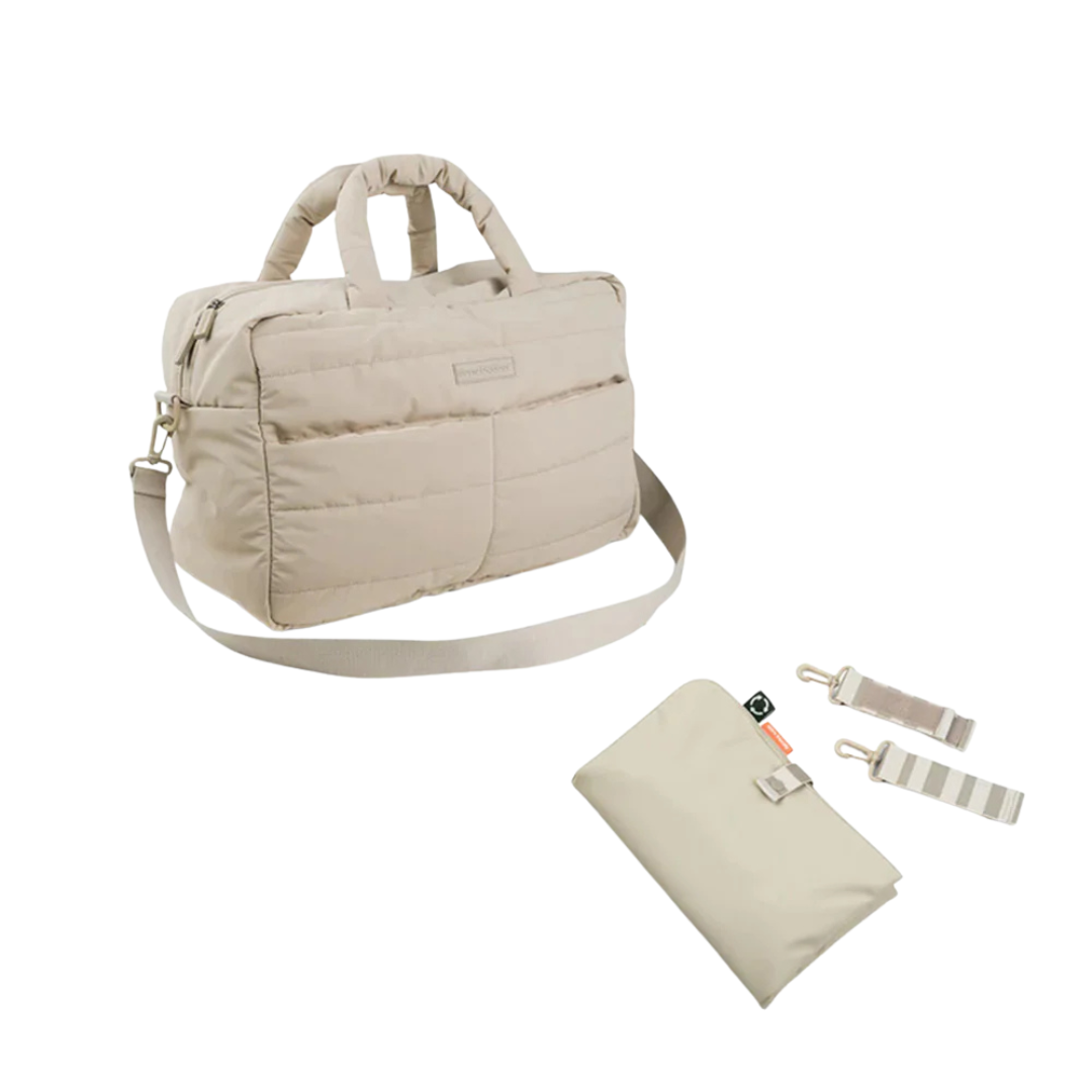 Bolso Maternal Acolchado con Mudador Portátil - Arena | Done by deer