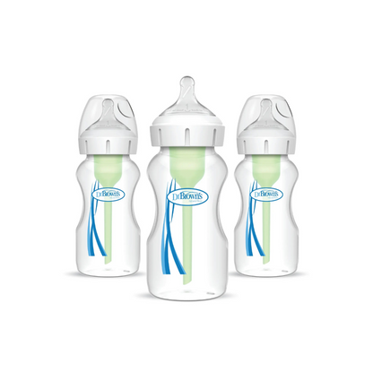 Pack de 3 Mamaderas Anticólicos Boca Ancha Options+  270ml | Dr. Brown's