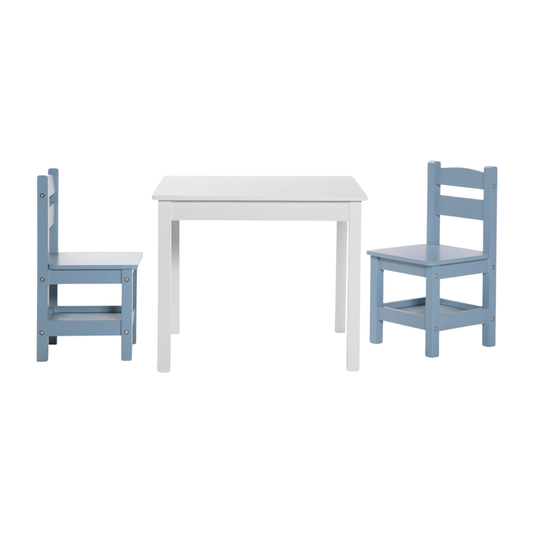 Pack Kids 1 Mesa 2 Sillas Olivia - Blanco/Celeste | Form Design