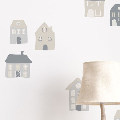 Decorative Wall Stickers - Tricolor Gray Houses