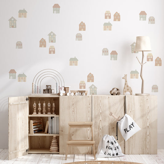 Decorative Wall Stickers - Orange Tricolor Houses