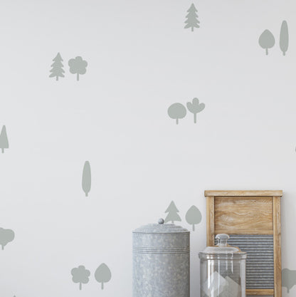 Decorative Wall Stickers - Aquamarine Grey Conifers