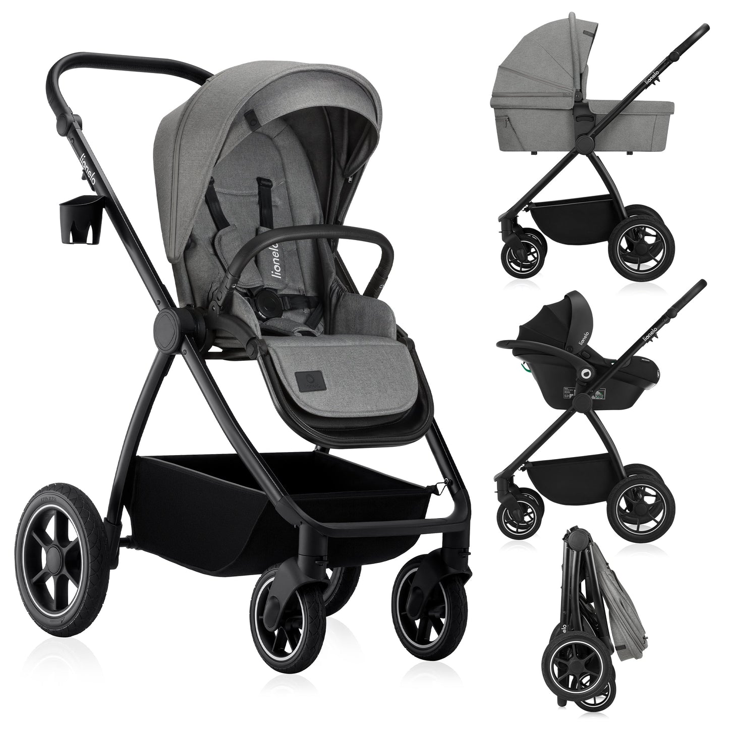 Coche Travel System 3 en 1 Meril - Grey Stone | Lionelo