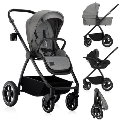 Coche Travel System 3 en 1 Meril - Grey Stone | Lionelo