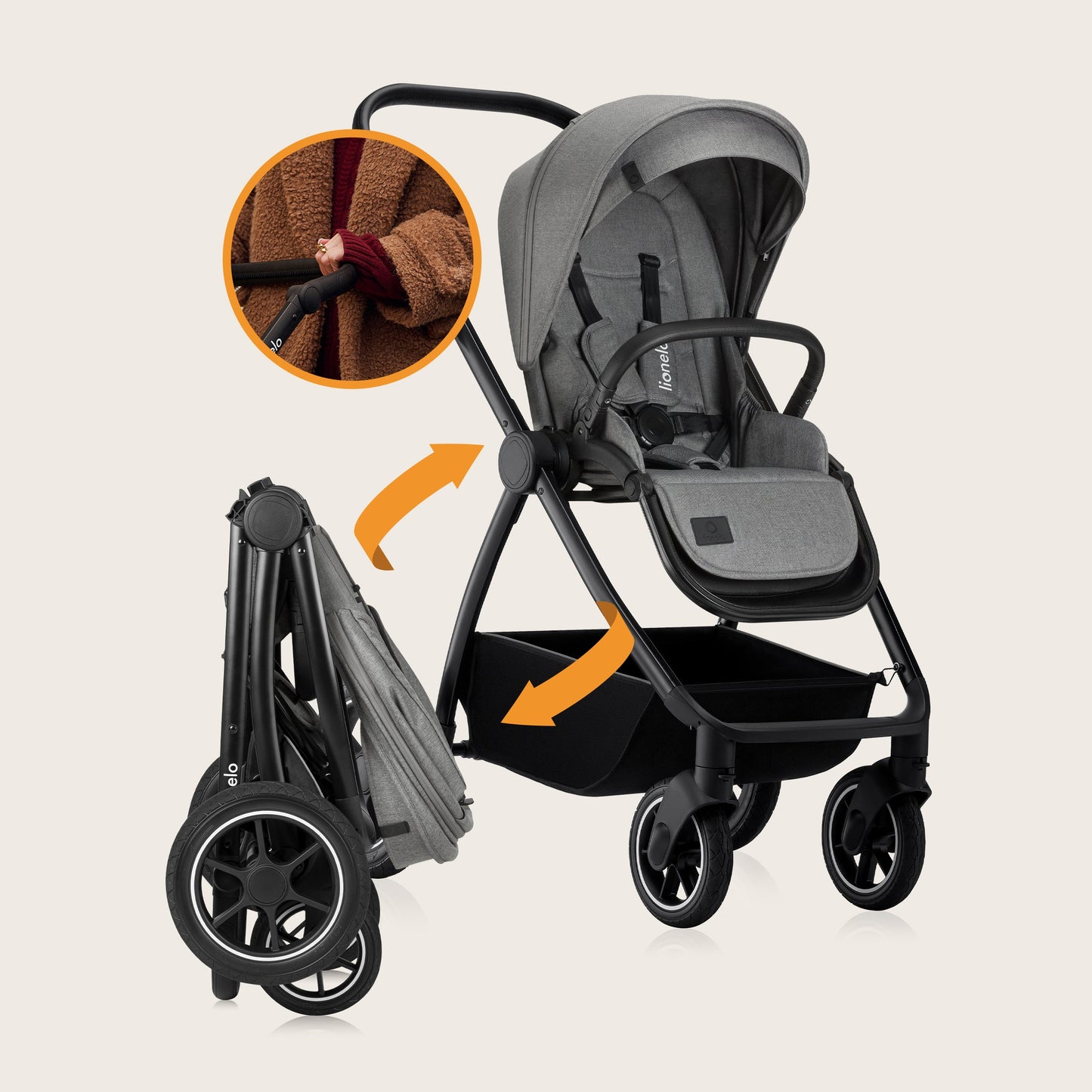 Coche Travel System 3 en 1 Meril - Grey Stone | Lionelo