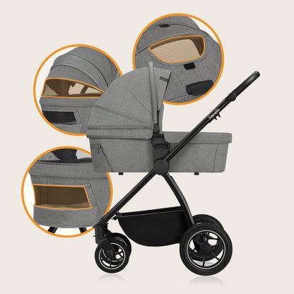 Coche Travel System 3 en 1 Meril - Grey Stone | Lionelo