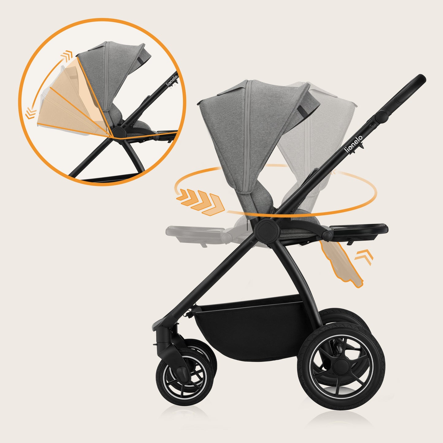 Coche Travel System 3 en 1 Meril - Grey Stone | Lionelo