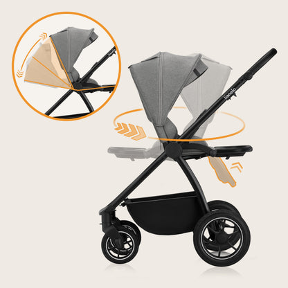 Coche Travel System 3 en 1 Meril - Grey Stone | Lionelo