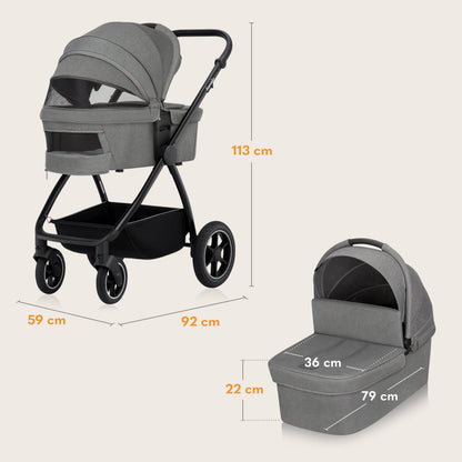 Coche Travel System 3 en 1 Meril - Grey Stone | Lionelo