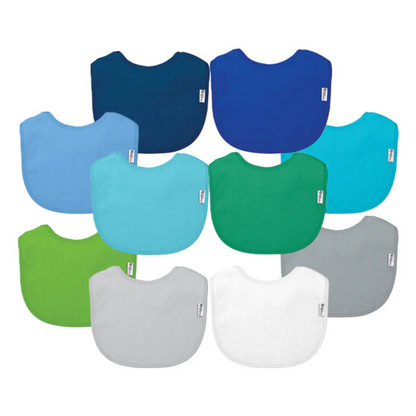 Pack 10 Baberos Impermeables - Azul | Green Sprouts