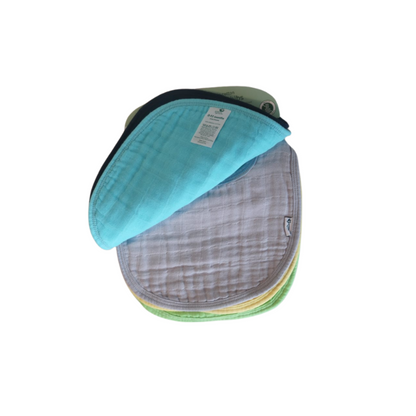 Pack 5 Baberos Muselina Algodón Orgánico - Azul | Green Sprouts