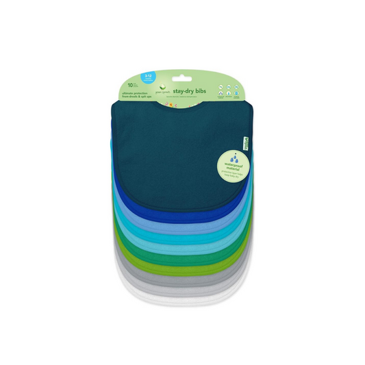 Pack 10 Baberos Impermeables - Azul | Green Sprouts