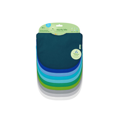 Pack 10 Baberos Impermeables - Azul | Green Sprouts