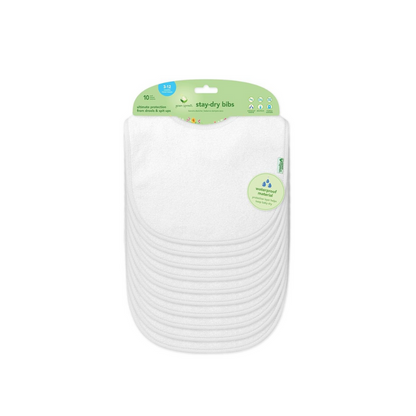 Pack 10 Baberos Impermeables - Blanco | Green Sprouts