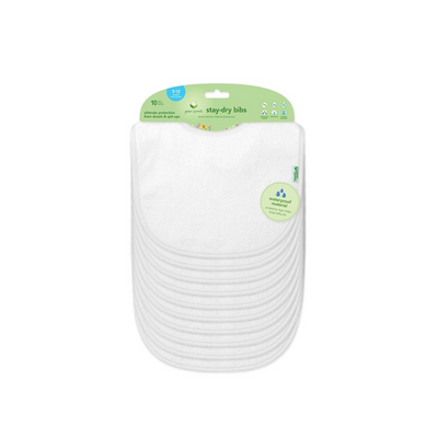 Pack 10 Baberos Impermeables - Blanco | Green Sprouts