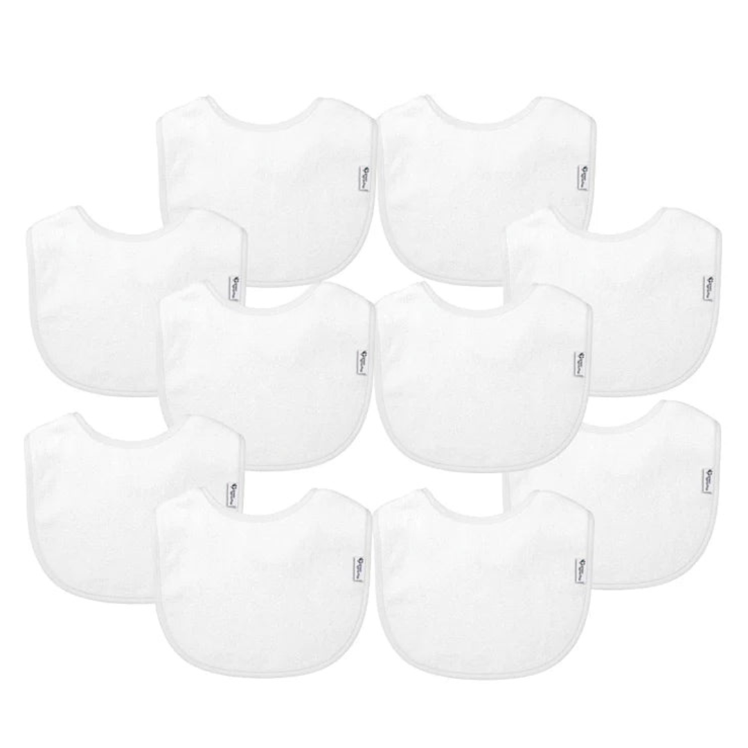 Pack 10 Baberos Impermeables - Blanco | Green Sprouts