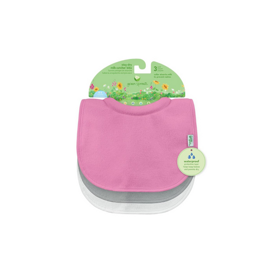 Pack 3 Baberos Impermeables Con Cuello - Rosa | Green Sprouts