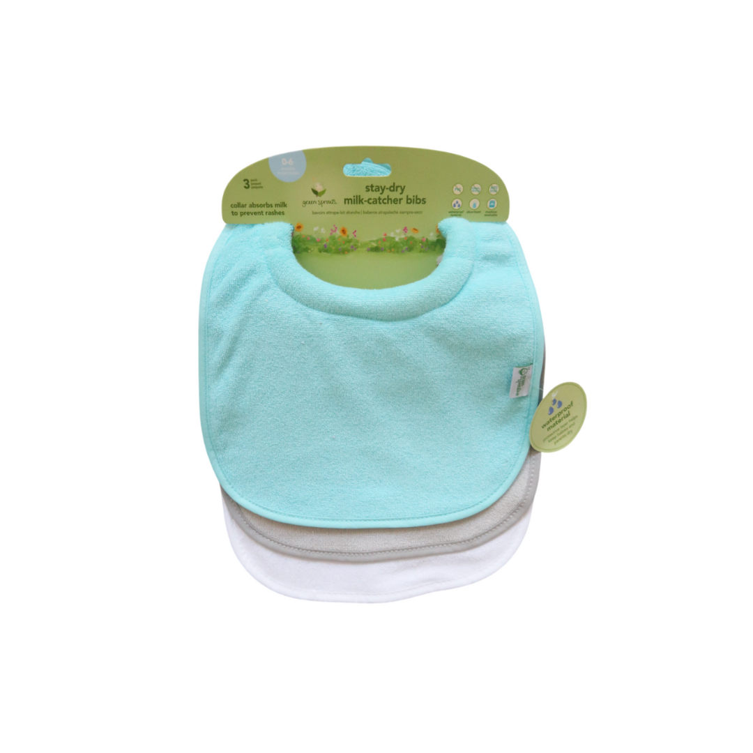 Pack 3 Baberos Impermeables Con Cuello - Aqua | Green Sprouts