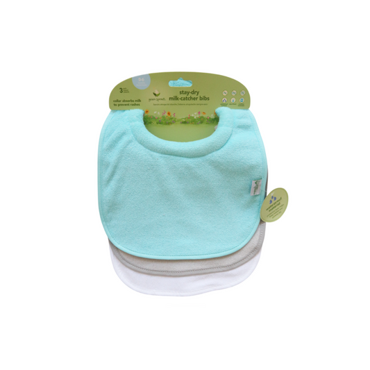 Pack 3 Baberos Impermeables Con Cuello - Aqua | Green Sprouts