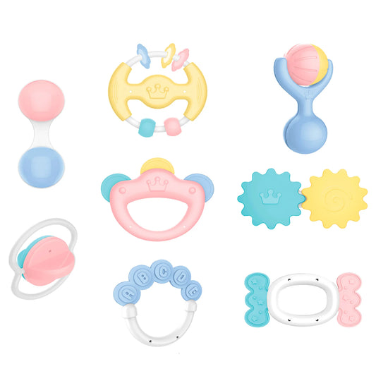 Set Mordedores y Sonajeros para Bebés Pastel - 8 Piezas | Huanger