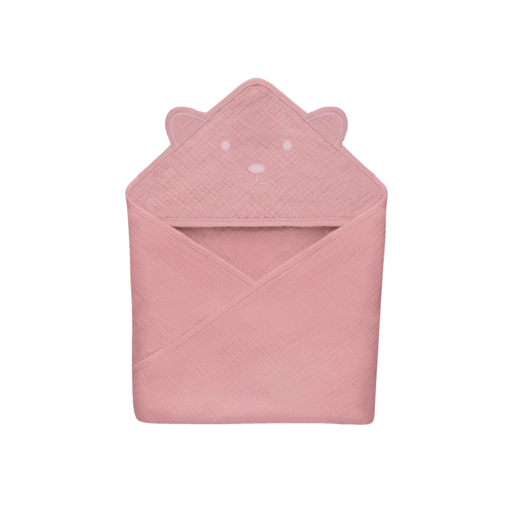 Toalla de Baño con Capucha Muselina - Pink Baby | Lionelo