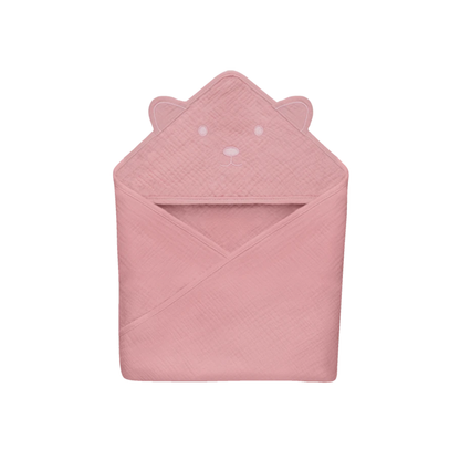Toalla de Baño con Capucha Muselina - Pink Baby | Lionelo