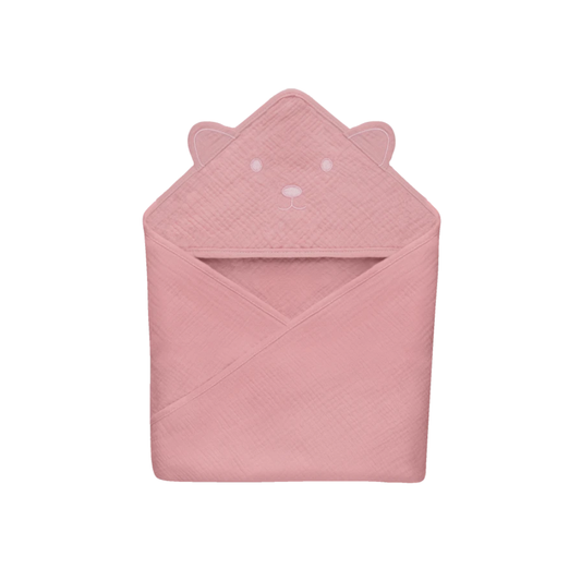 Toalla de Baño con Capucha Muselina - Pink Baby | Lionelo