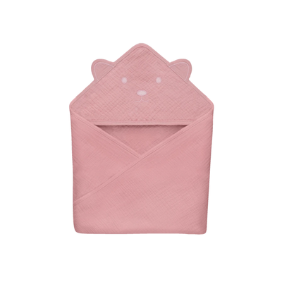 Toalla de Baño con Capucha Muselina - Pink Baby | Lionelo