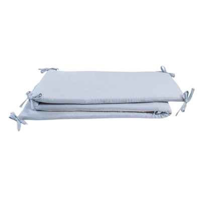 Protector de Cuna de Muselina en Algodón Orgánico - Celeste Liso | LOU BLOOM