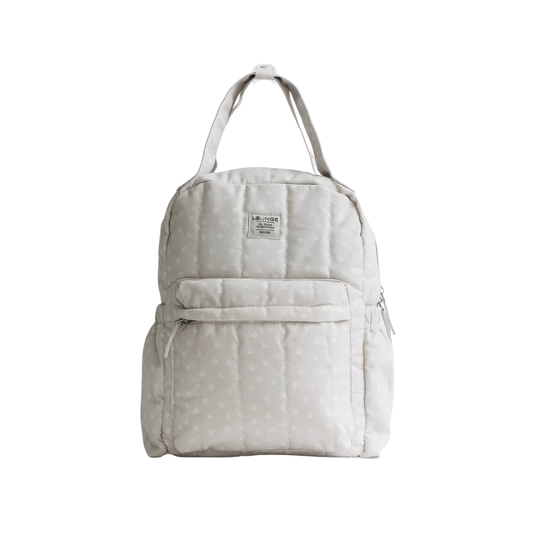 Mochila Maternal Quilt - Beige con Flores Blancas | Lounge