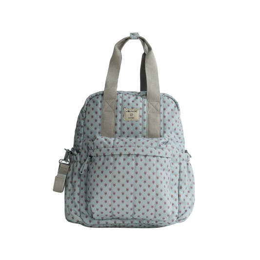 Mochila Maternal Print - Celeste con Flores | Lounge