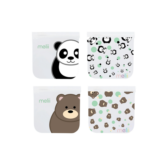 Reusable Snack Bags - 4 Pack - Bear and Panda