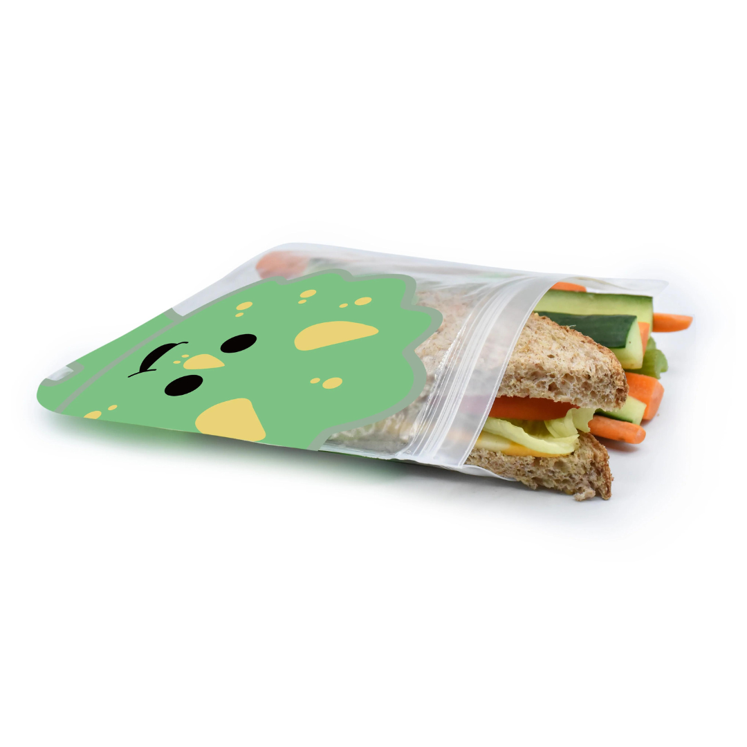 Reusable Snack Bags - 4 Pack - Dino and Lion