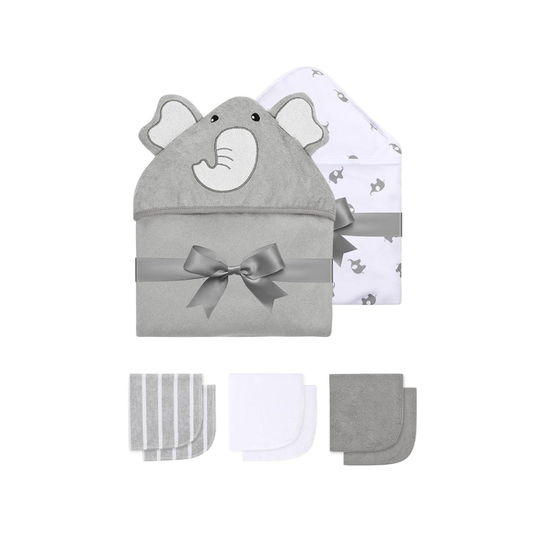 Set de Toalla con Capucha y Toallitas para el Baño - Elefante | MomCozy