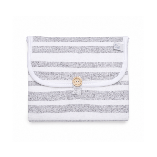 Mudador Portátil - Lino Rayas Gris | Bee-Bee