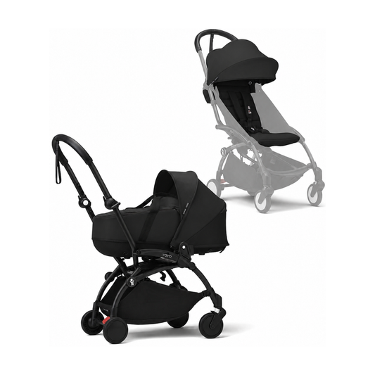 Coche Completo Stokke® YOYO³ – Chasis Negro + Asiento 6+ + Moisés - Negro | YOYO by Stokke