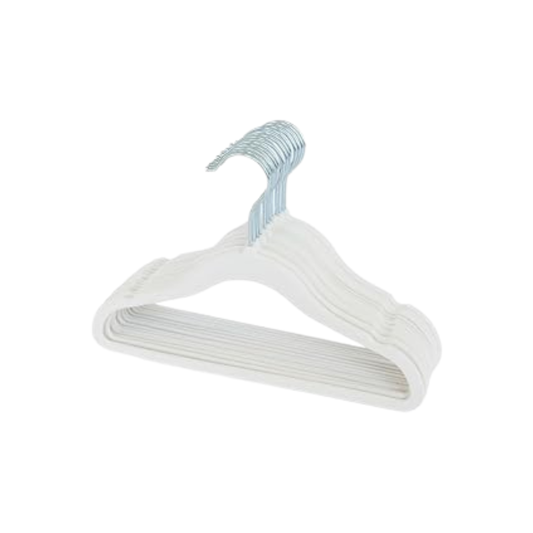 Set de Separadores + Set de 15 Colgadores de Terciopelo Antideslizantes para Ropa de Bebés y Niños - Crema | 3 Sprouts (Copia)