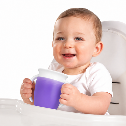 Vaso Antiderrame Miracle 360° con Asas - Morado | Munchkin